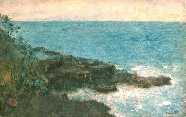 Charles W. Bartlett Charles W. Bartlett's watercolor and ink Hana Maui Coast, 1920 France oil painting art